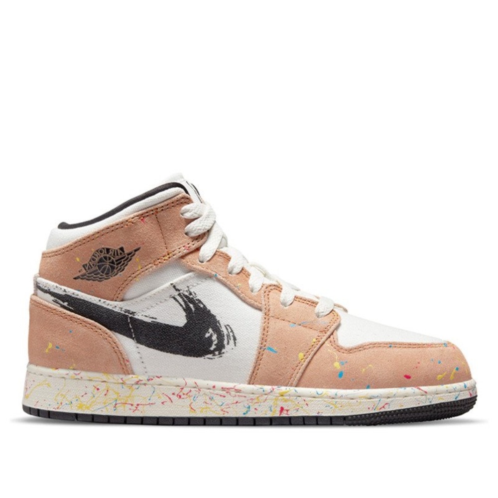 Nike Air Jordan 1 Mid SE (GS) Brushstroke SZ 6.5Y / Women's SZ 8